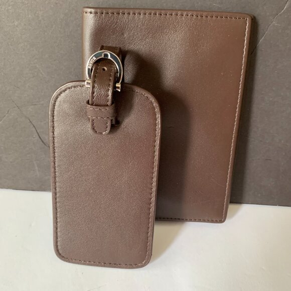 ROYCE NEW YORK RFID PASSPORT COVER AND LUGGAGE Tag Travel Set BROWN - Picture 2 of 9